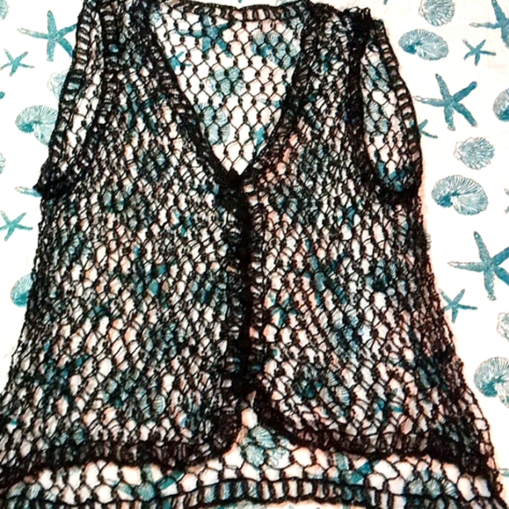 Beautiful black beaded mesh shirt 🎽
